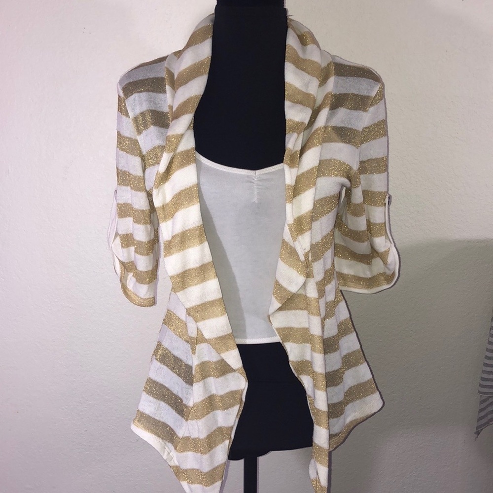 LIKE NEW JULIA GOLD GLITTER SWEATER CARDIGAN